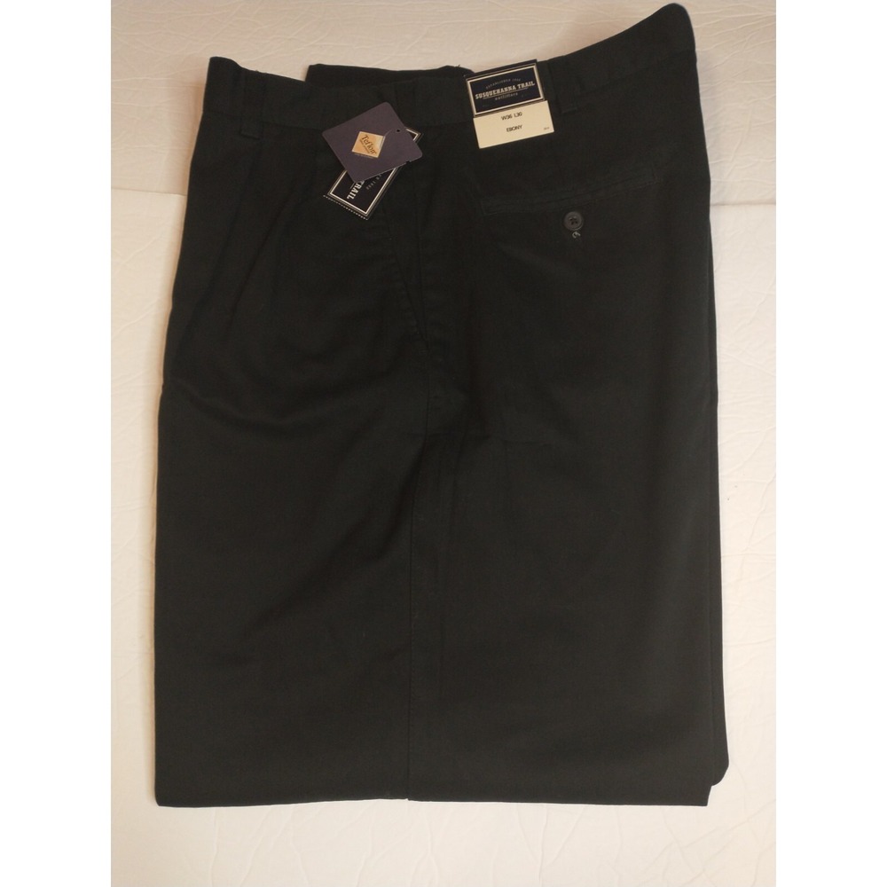 Susquehanna Trail Outfitters Men's Black Pleated Cuffed Dress Pants 36x30‎